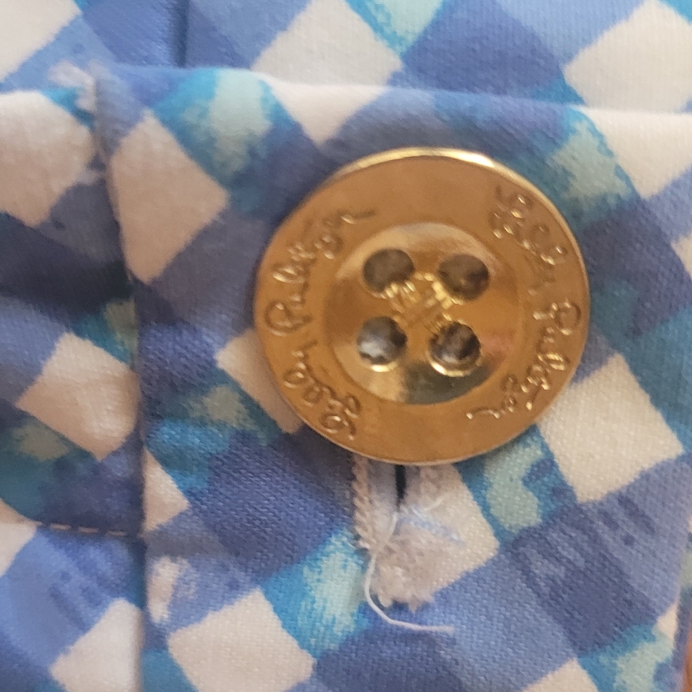 Lilly Pulitzer Gretchen Boca Blue Double Checking Shorts - Picture 7 of 13